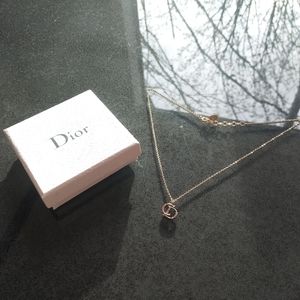 Authentic Christian Dior logo with pink spangle necklace